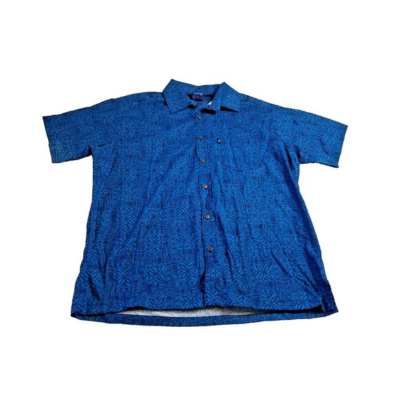 AISOKULA FIJI | Men's Short Sleeve Shirt | XL | Blue on Black | Cotton - Picture 8 of 8